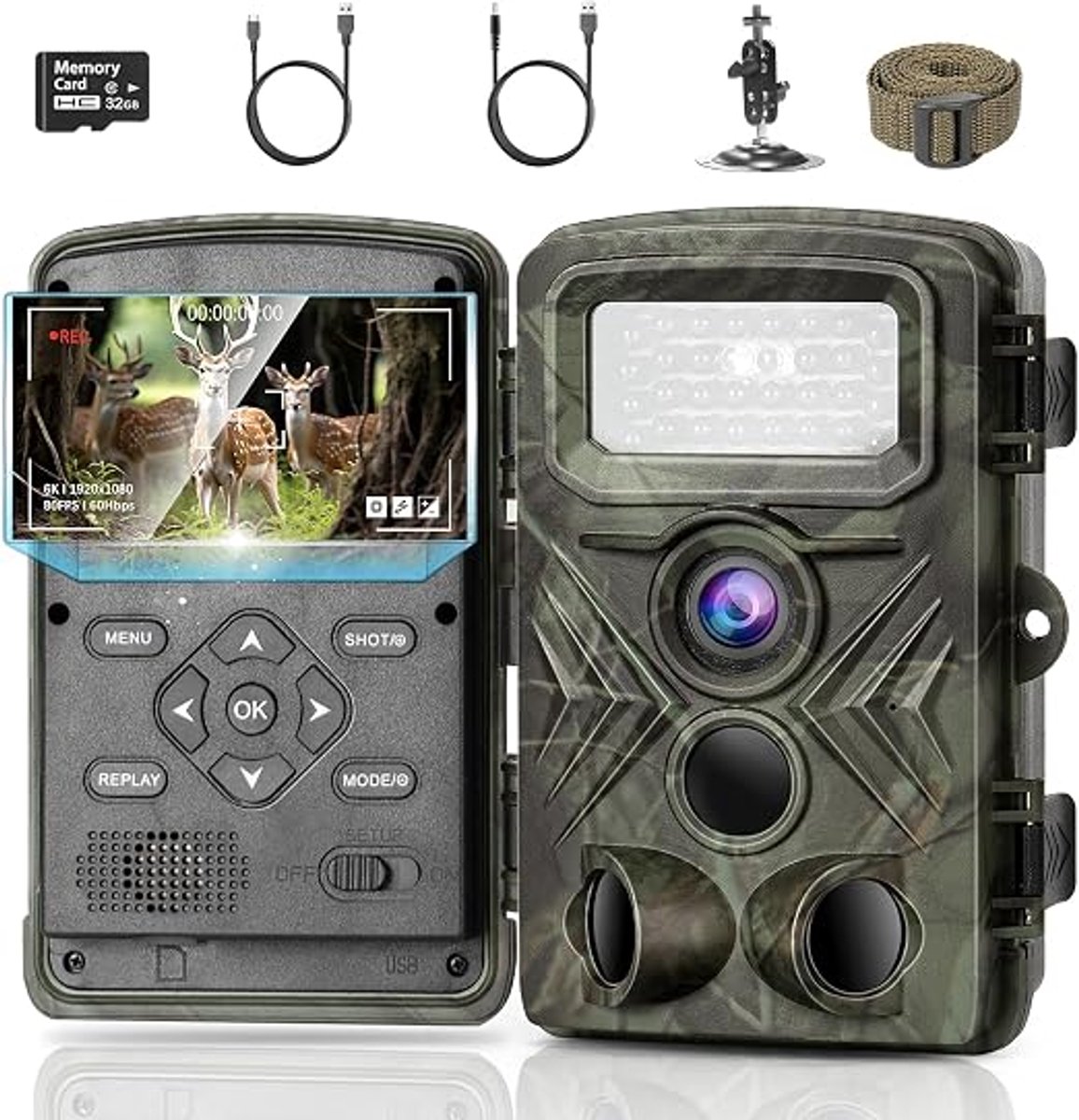Verte Wildcamera Met Nachtzicht - Waterbestendig - Bewegingssensor - 2.7 K - 48 MP - IP66 - 32 GB