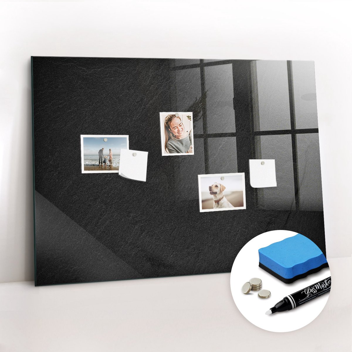 Tulup Whitebord - Donkere rots - 100 x 70 cm - Zwart Magneetbord Design - Gratis 5 Sterke Magneten + Whiteboard Marker & Wisser - Scandinavisch Design Bord - Magneetbord Muur - Planning Muur
