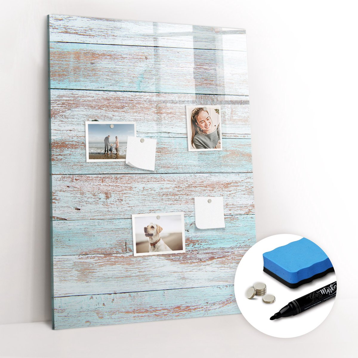 Tulup Whitebord - Pastelkleurige woonkamerpanelen - 70 x 100 cm - Blauw Foto Magneetbord - Gratis 5 Sterke Magneten + Whiteboard Marker & Wisser - Minimalistisch Prikbord - Magneetbord Muur - Organiseer Je Bureau