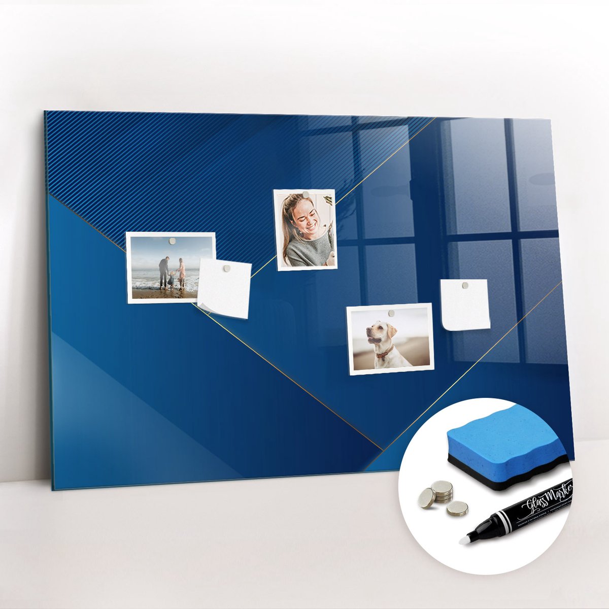 Tulup Whitebord - Decoratieve abstractie - 90 x 60 cm - Marine Magnet Board - Gratis 5 Sterke Magneten + Whiteboard Marker & Wisser - Interieur Accessoires Kantoor - Magnet Board - Inspiratiebord Kantoor