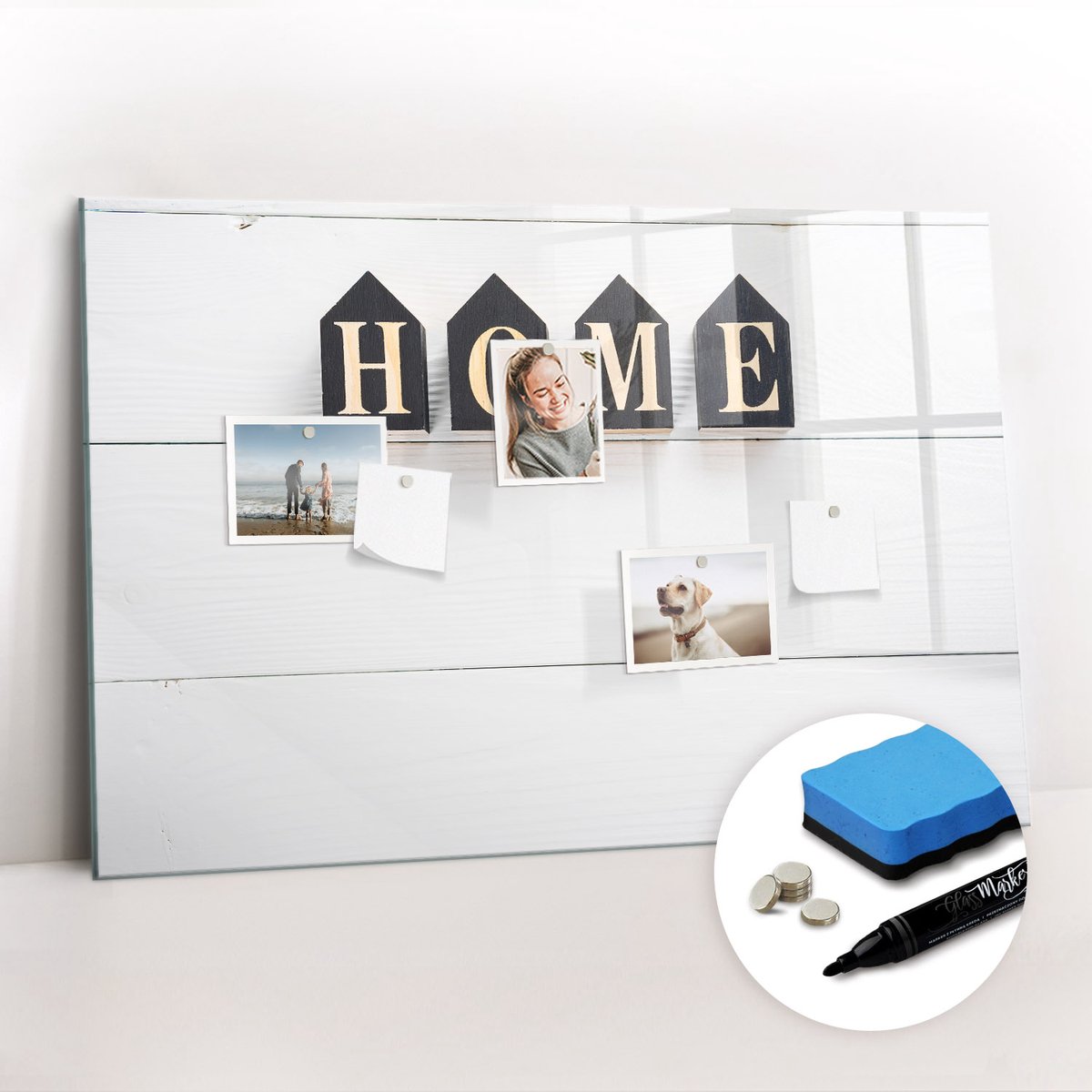 Tulup Whitebord - Gezellig huis bordje - 90 x 60 cm - Veelkleurig Memobord Keuken - Gratis 5 Sterke Magneten + Whiteboard Marker & Wisser - Interieur Accessoires Kantoor - Magnetic Board - Ideeënbord Thuiswerkplek
