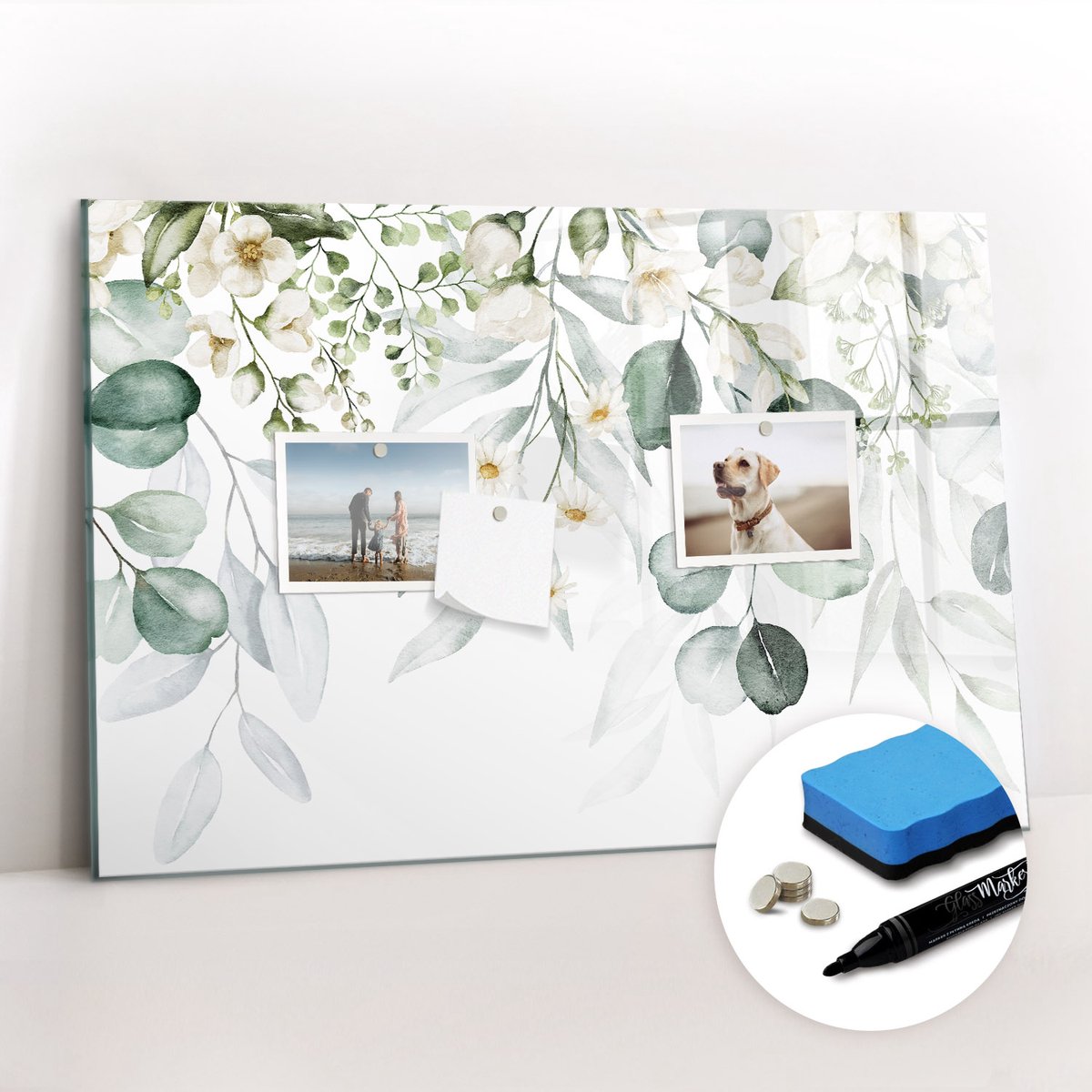 Tulup Whitebord - Planten natuur - 60 x 40 cm - Groente Magneetbord Design - Gratis 5 Sterke Magneten + Whiteboard Marker & Wisser - Industrieel Wandbord - Magneetbord Design - Productiviteit Tools