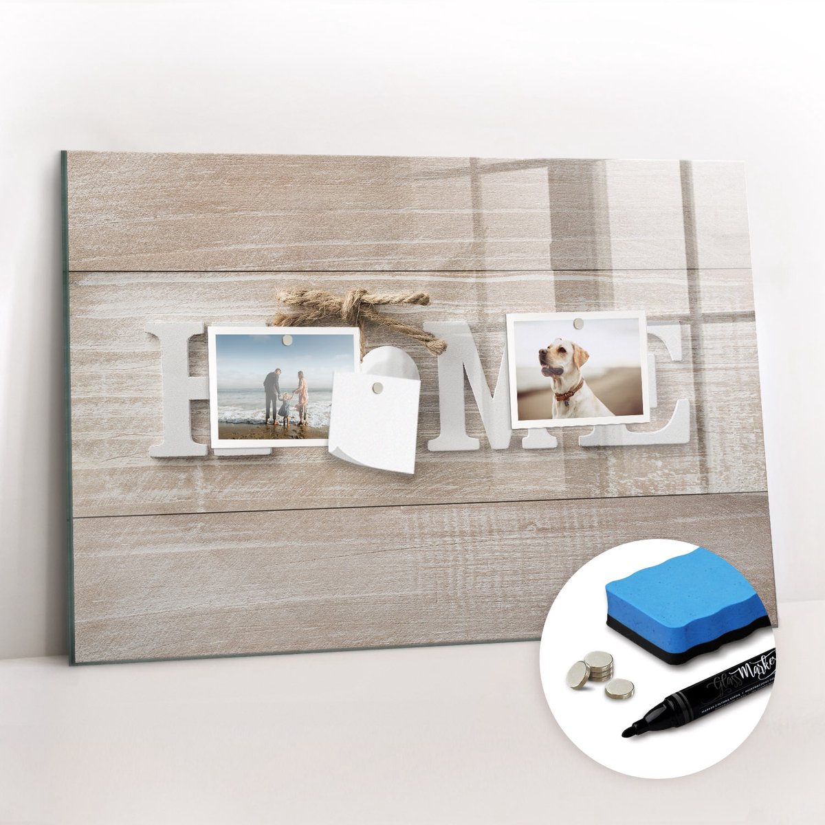Tulup Whitebord - Houten huisnaambord - 60 x 40 cm - Veelkleurig Memobord Keuken - Gratis 5 Sterke Magneten + Whiteboard Marker & Wisser - Stylish Memo Board - Memo Bord - Organiseer Je Bureau