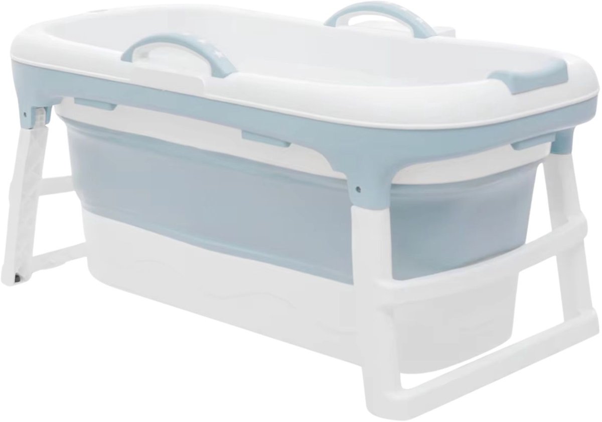 Opvouwbaar Hondenbad Blauw - Inklapbare Huisdierbad Bak met opbergbox en Afvoerslang - Kunststof - voor het Wassen en Verzorgen van Huisdieren