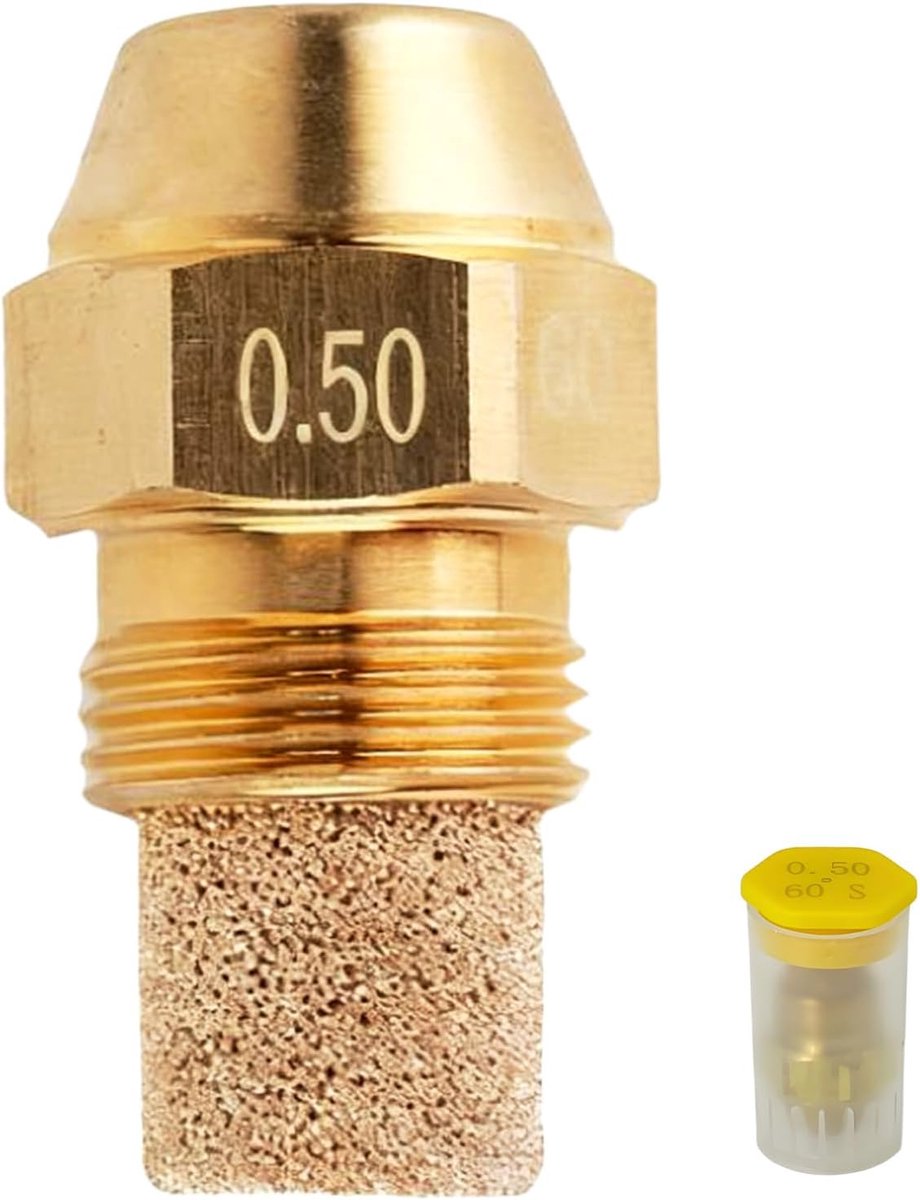 030F6908 Mondstuk voor oliebrander, vlakke straal, sproeihoek 60°, debiet 0,50 USgal/h bij 7 bar, 1,87 kg/h bij 10 bar, energie-efficiëntie