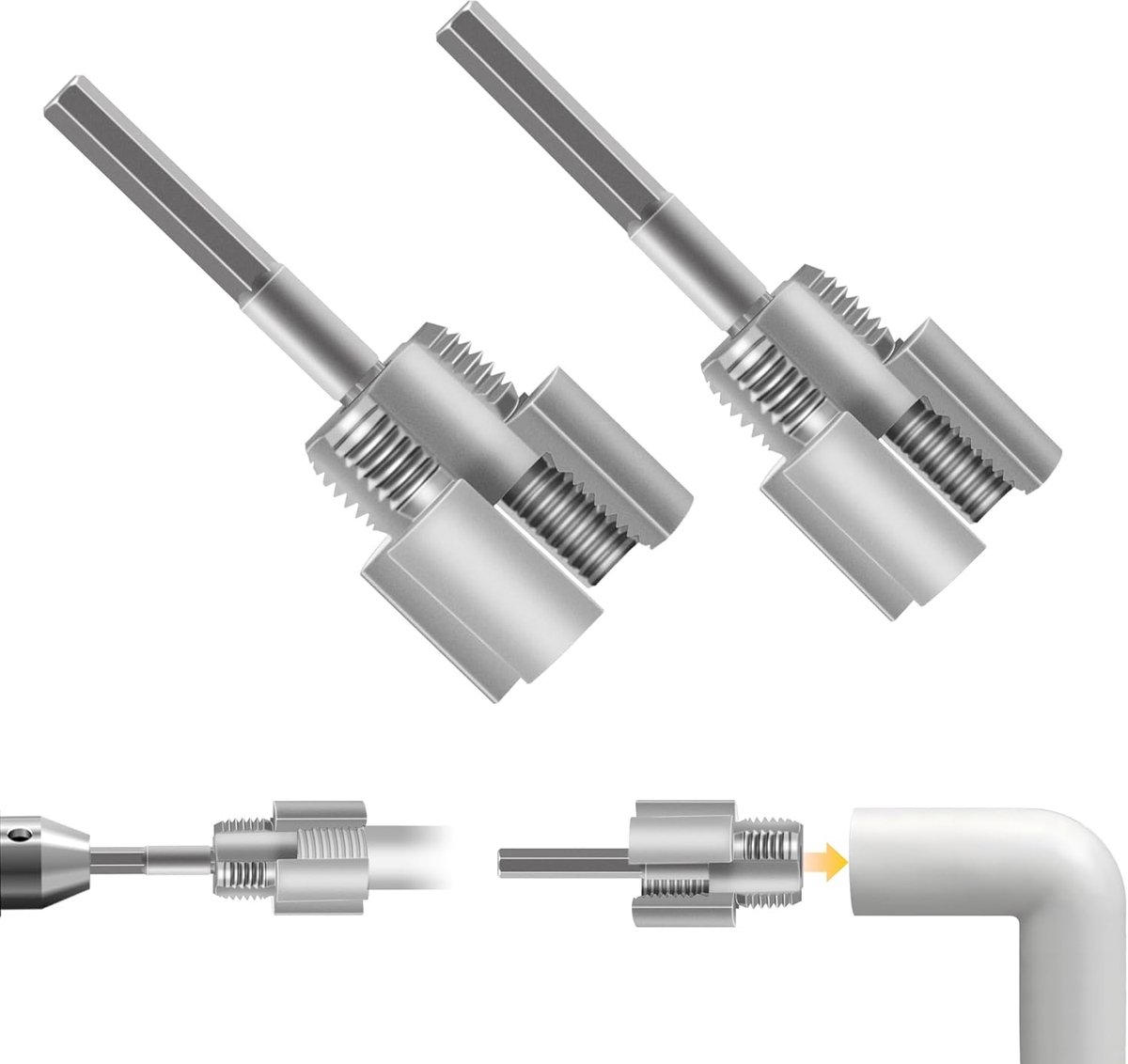 2 pcs pipe thread cutter, integrated tool for inner and outer threading pipes, pipe thread cutter tools, PVC pipe - ShopVlot