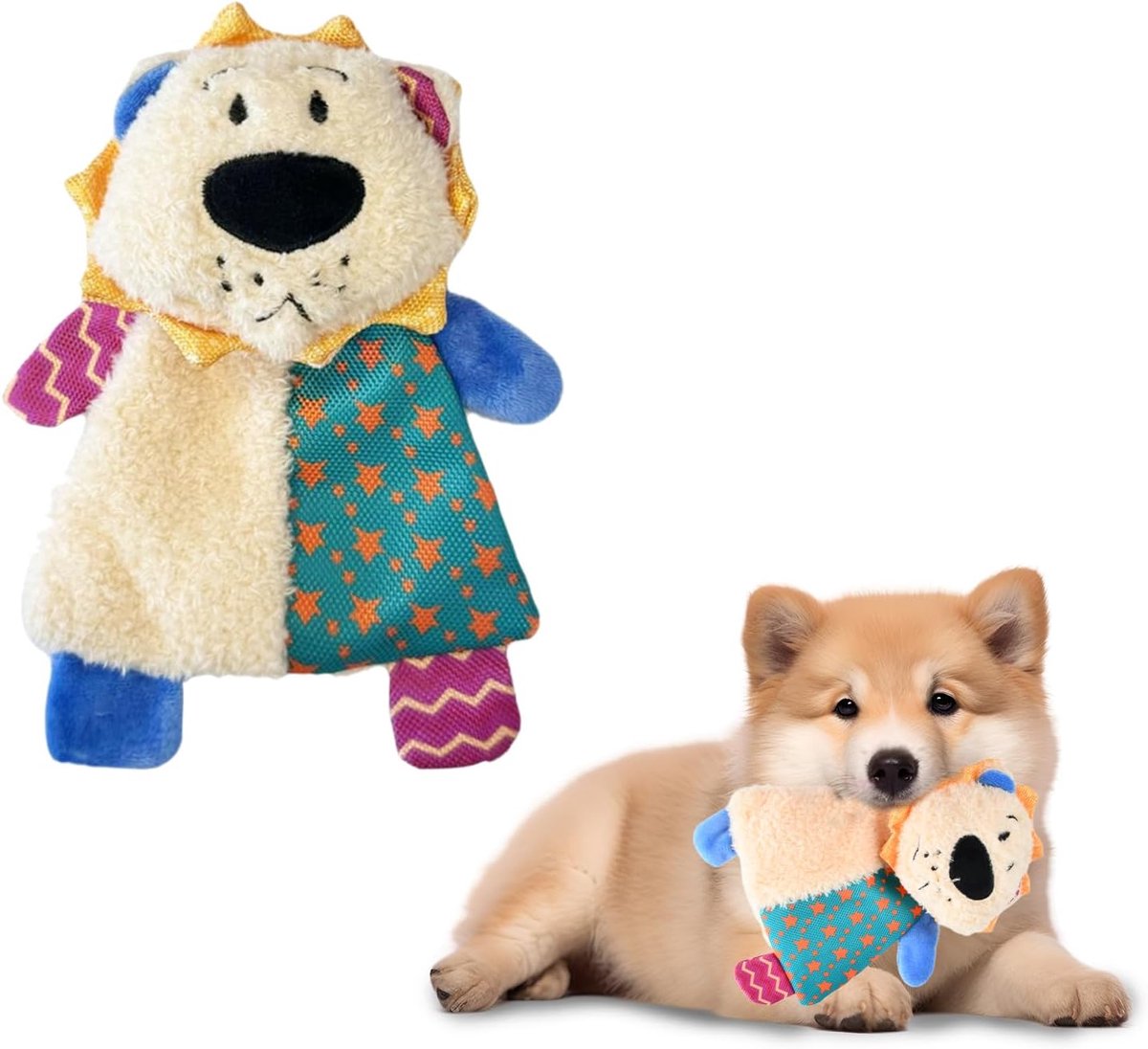 SnelShoppen – Knuffel Speelgoed Zonder Vulling, Pluche Dier met Pieper en Knisperpapier voor Puppy’s en Kleine Honden, Zacht Kauwspeeltje voor Tandjes