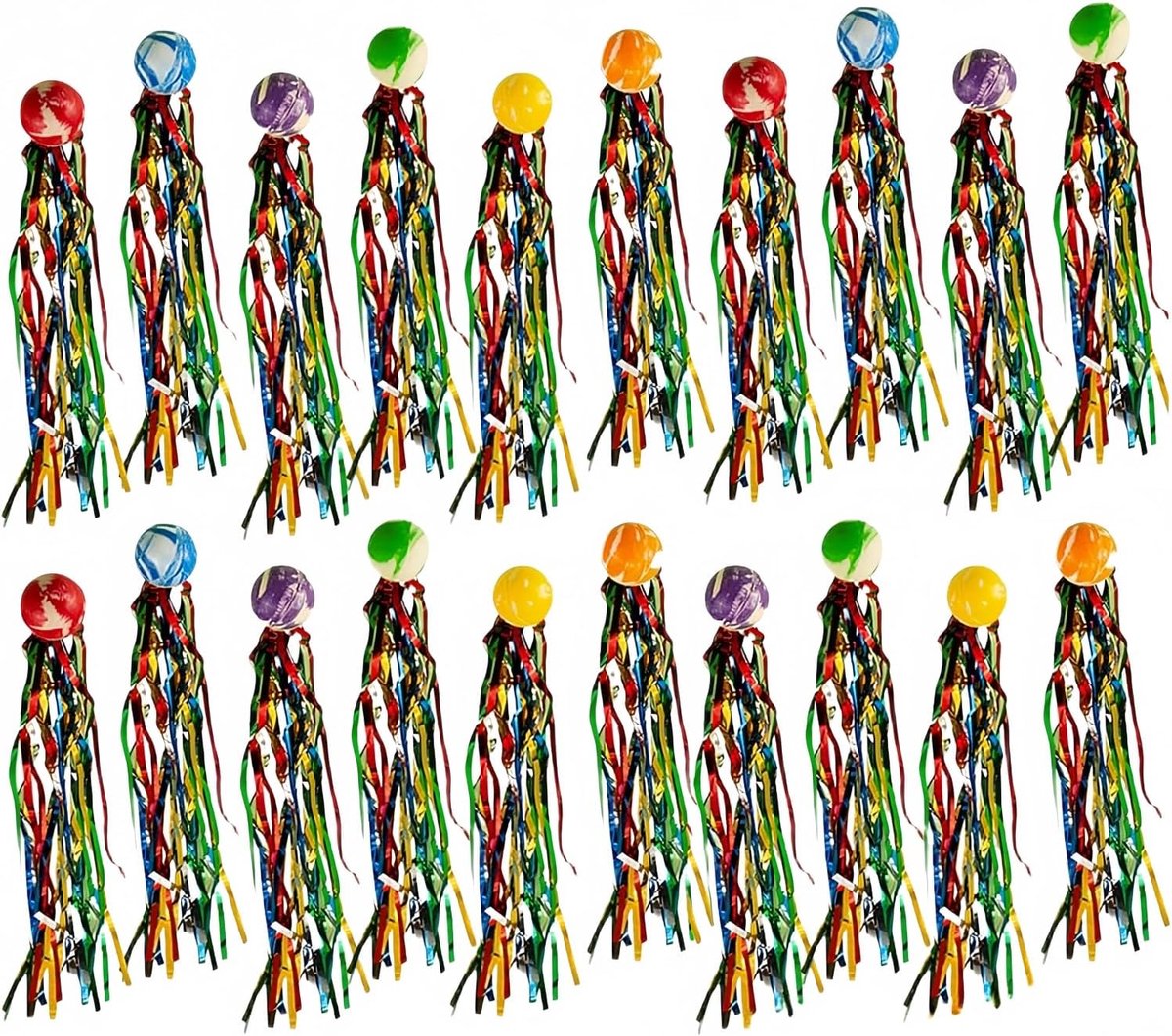 SnelShoppen - 20 Kinder Springballen, Rubber Bouncing Balls met Kleurrijke Bands, Elastische Speelgoed Ballen voor Buiten, Feestjes en Tuinplezier