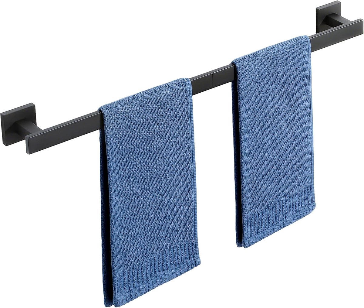 SnelShoppen - Handdoekhouder Wandbevestigd 70cm, RVS 304 Roestvrij Staal, Enkele Handdoekenstaaf voor Badkamer, Keuken en Thuis, Zwart