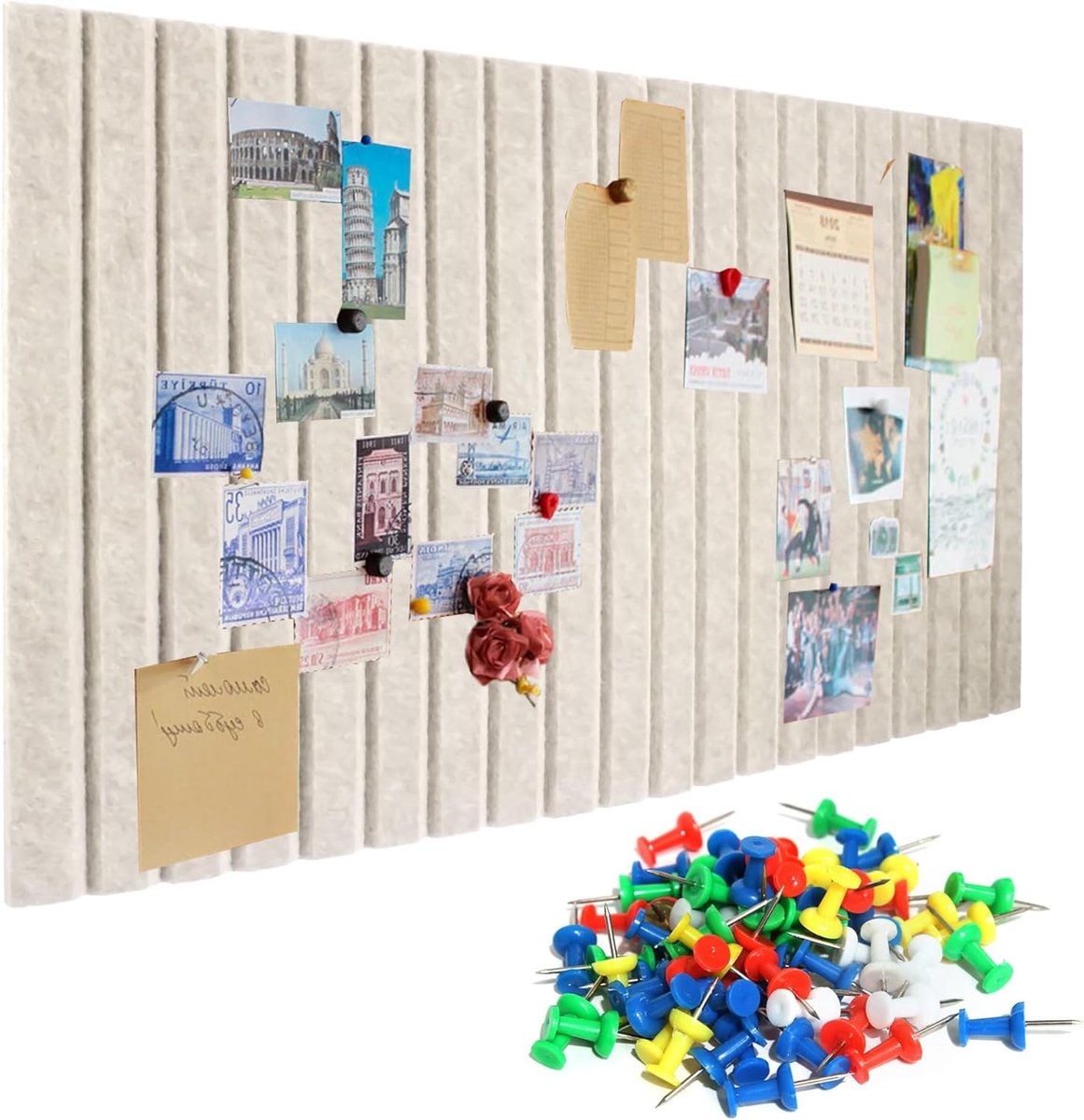SnelShoppen - 60 x 40 cm Vilt Prikbord Decoratief Prikbord Zelfklevend met 30 Pennen Mededelingenbord voor Kantoor, Thuis, School (Donker Kameel)