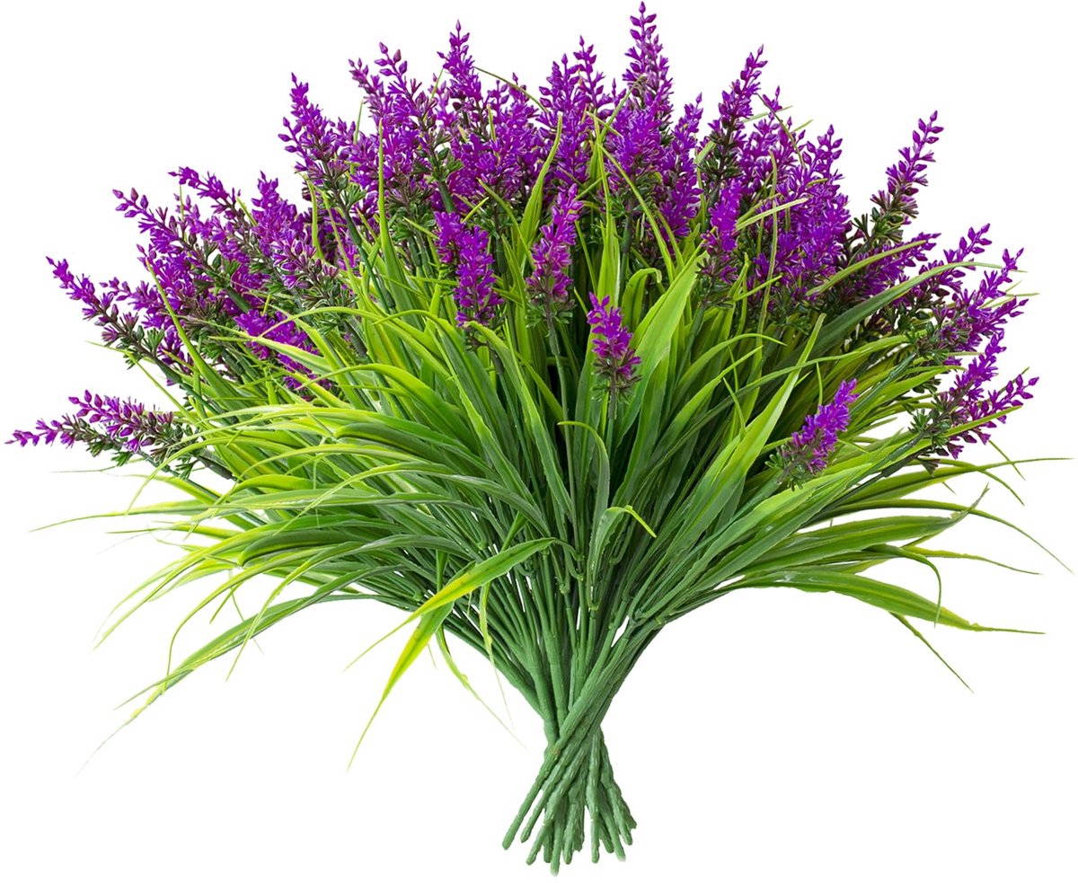 SnelShoppen - 12 Stuks Nepbloemen Lavendel Weerbestendige Nepbloemen Voor Buiten Balkon 37cm Realistische Nep Lavendel Voor Binnen Buiten Balkon