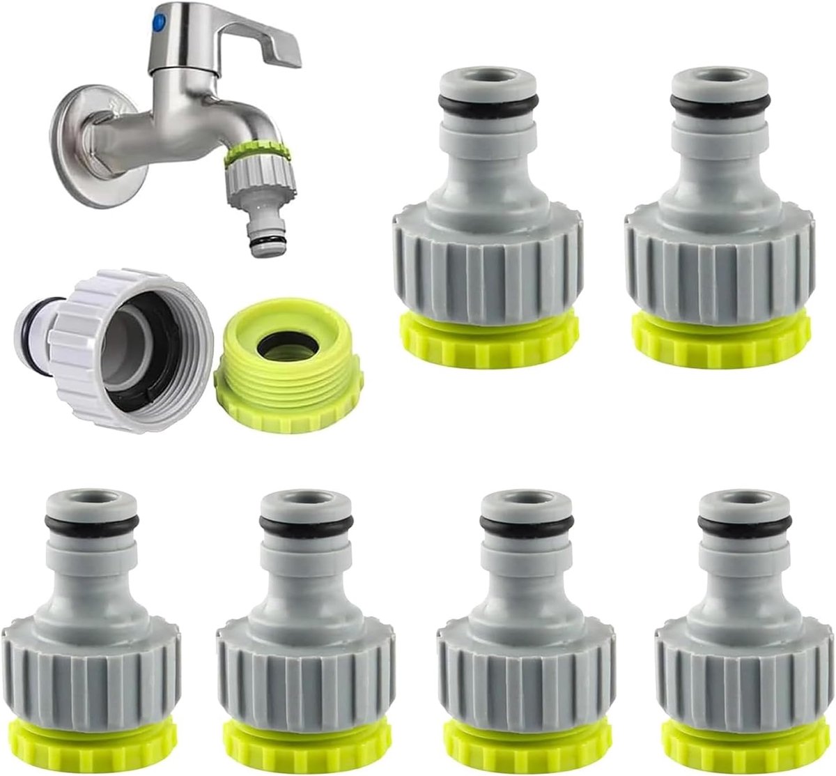 SnelShoppen - 6 Pcs Tuinkraan Connector, 1/2 Inch 3/4 Inch Plastic Slang Connector, 2-in-1 Tuinslang Connector Adapter, Tuin Draad, Tuinkraan Connecto