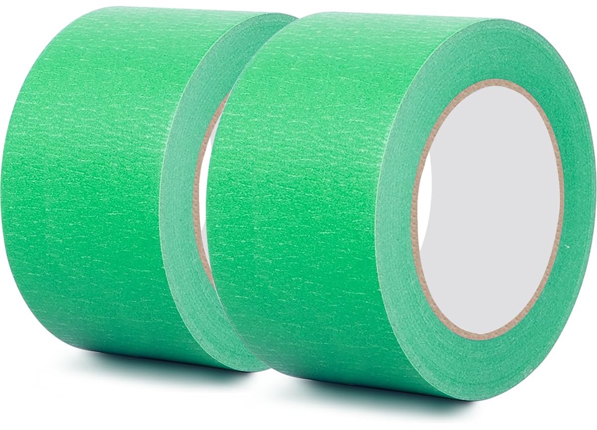 SnelShoppen - Verf Tape, 50 mm x 50 m, 2 Rollen Groene Maskingtape, Hoge Hechting, Scheurbaar en Waterdicht, Voor Decoratie, Auto Reparaties en Kunstw