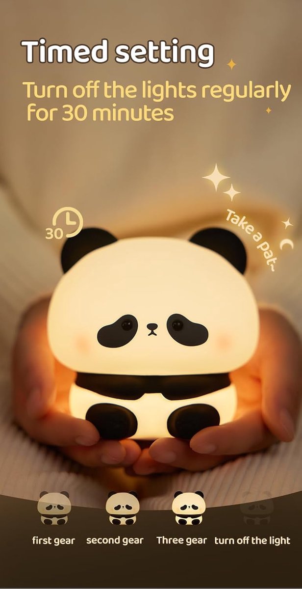 Schattig panda-nachtlampje - Nachtlampje in de vorm van een dier - Gemaakt van siliconen - Drie dimstanden - Oplaadbaar - Geschikt voor baby's, peuters en kinderen - Lief cadeau voor kinderen — afbeelding 5