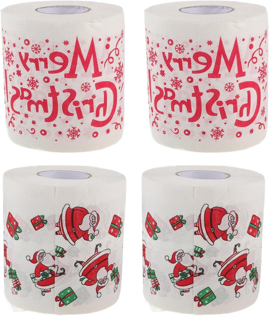 Kerst Toiletpapier - Kerstrol - Feestelijke Decoratie - Dubbel Laags - 4 Rollen - Geassorteerd