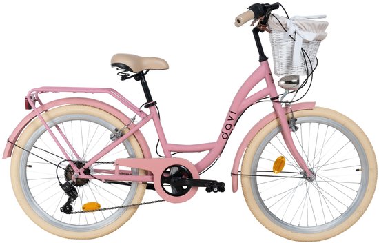 Davi Amelia - Kinderfiets - 24 inch - 7 versnellingen - Shimano - V-brake - 130-165 cm - Roze/Creme - Meisje — afbeelding 2