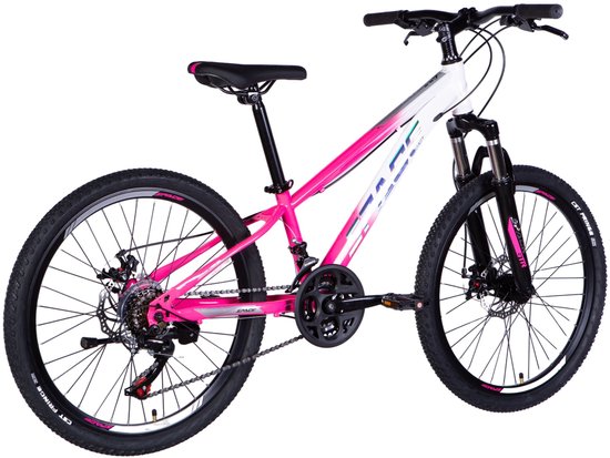 Mars - Kinderfiets - 24 inch - 21 versnellingen - Schijfremmen - 130-160 cm - Wit/Roze - Meisje van Mars — afbeelding 3