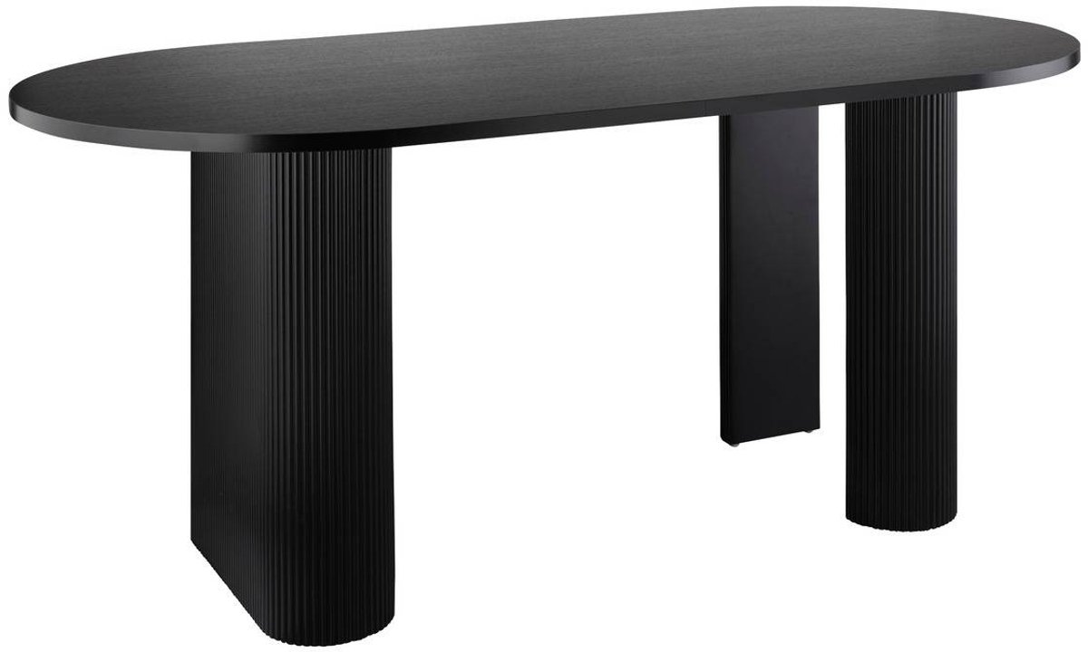 Ovale salontafel met houtlook en gestructureerd onderstel OLOVA