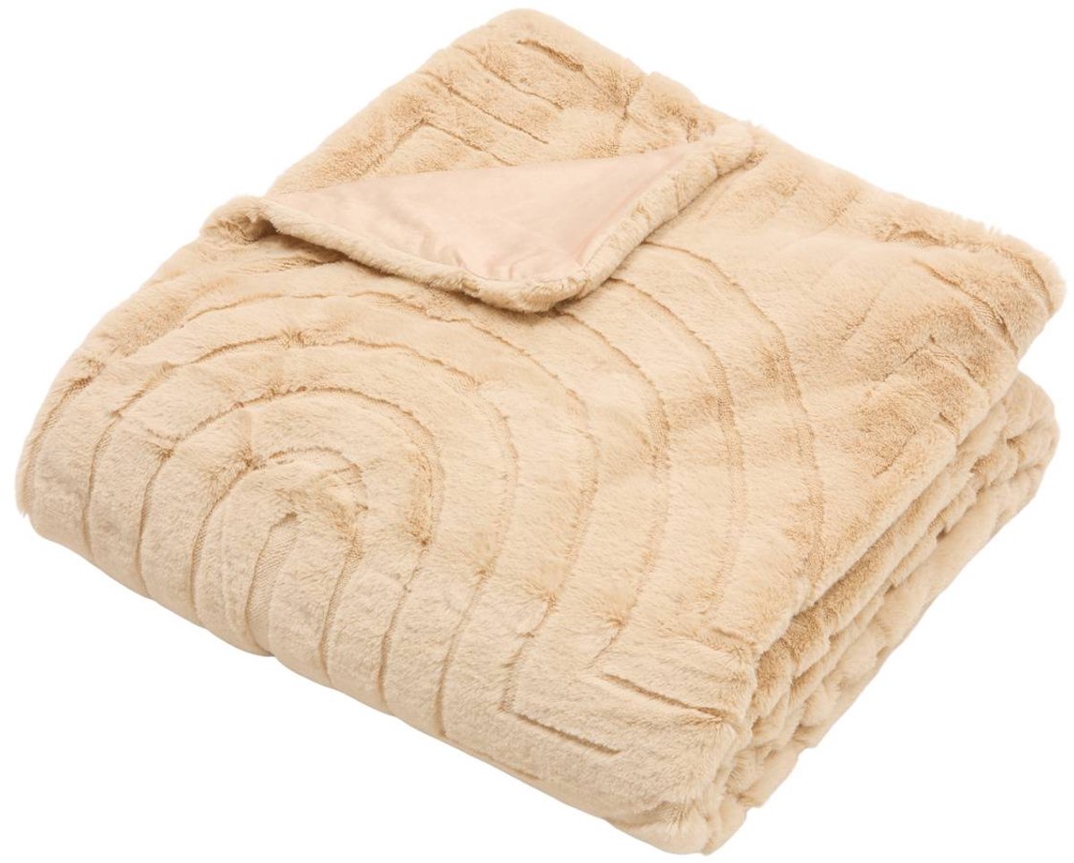 Plaid Arka 180x230cm effet fausse fourrure beige
