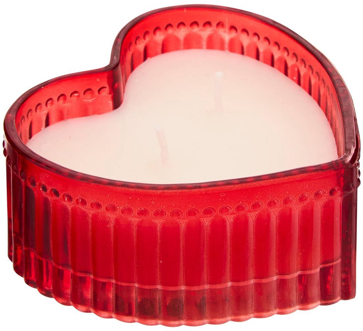 Geurkaars met 2 lonten in glazen hartpot LOVE
