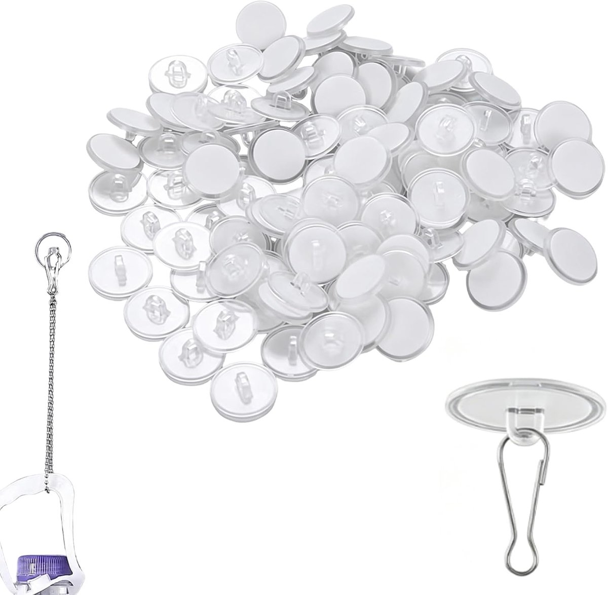 SnelShoppen - 30 Stuks Transparante Zelfklevende Haken, Plastic Haken voor Ophangen, Geen Boren Nodig, Ideaal voor Keuken, Muur, Plafond, Glazen Ramen