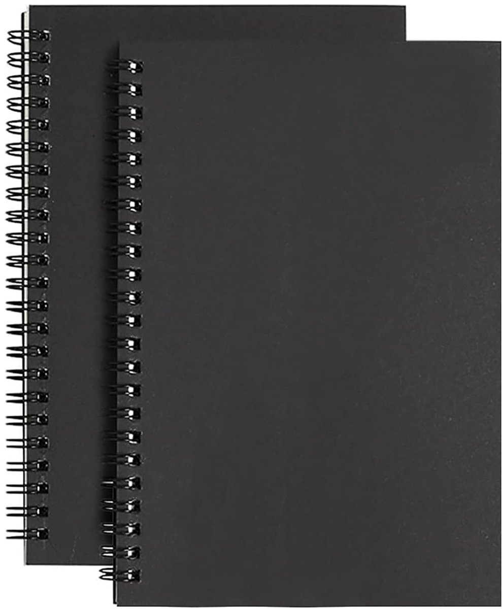 SnelShoppen - 2-Pack A5 Notitieboek Spiralen Kraftpapier Lined Notitieblok 60 Bladen Zwart - Perfect voor School, Kantoor en Creatief Gebruik