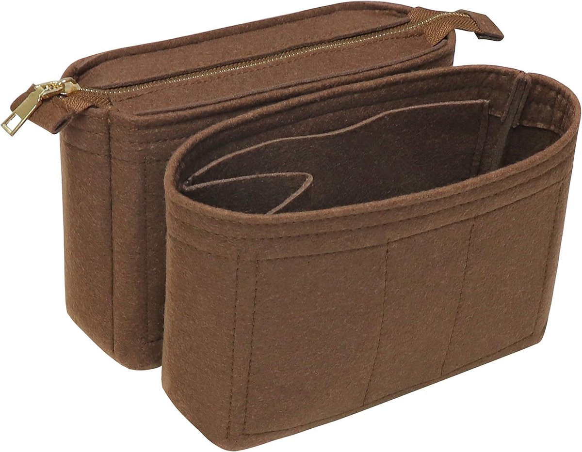 SnelShoppen - Felt Bag Organizer Inzet voor Tote Bag met 2 Stuks voor Neonoe en Andere Emmer Tassen - Koffiekleur - Duurzaam, Lichtgewicht, Organisere