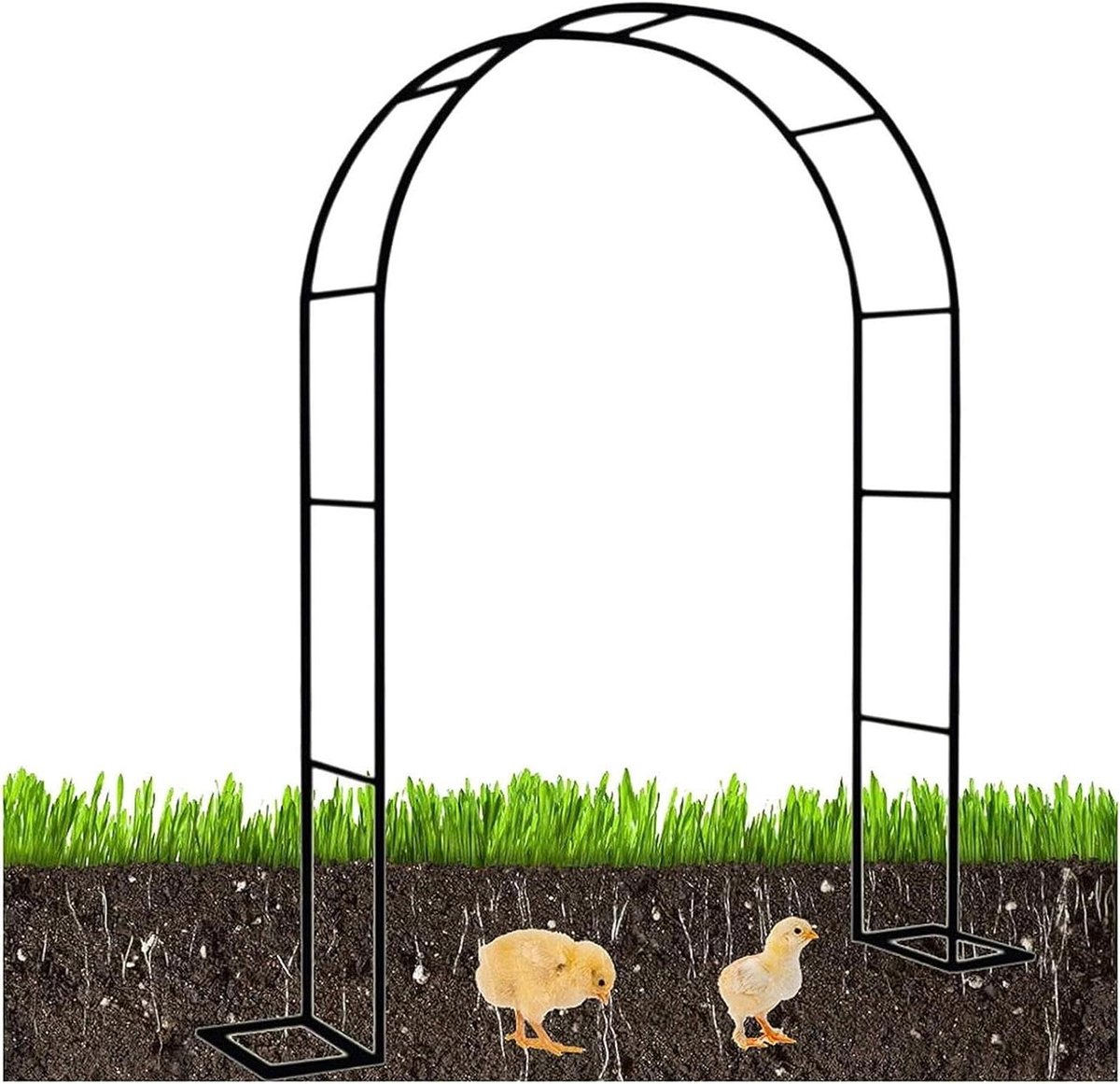 Rozenboog met basis - Tuinboog decoratie - Klimplanten verfraaien - Robuust weerbestendig frame - 120 x 220 cm - Zwart