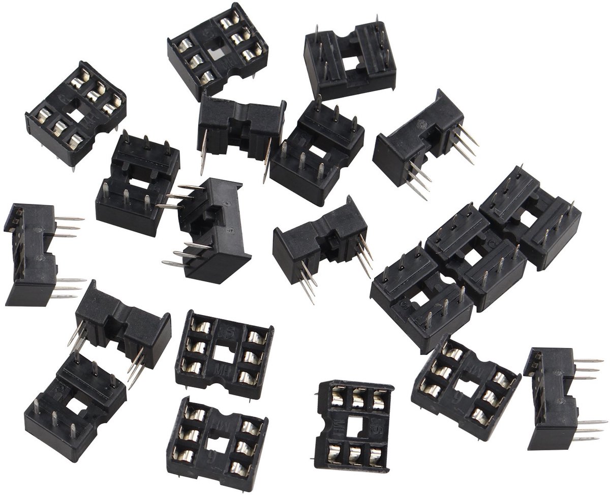 20PCS 6 Pin 2.54mm Pitch DIP/DIL IC Sockets Solder Type Adapter - ShopVlot