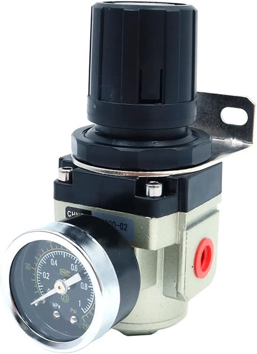 Luchtdrukregelaar 1/4 NPT - Verstelbaar 0.05-0.85 MPA - Aluminium met manometer - Ideaal voor drukcontrole - ShopVlot