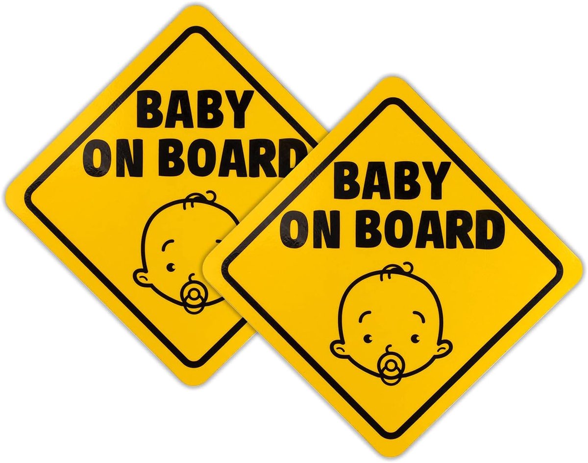 on Board schild, 2 stuks baby on board magneettekening auto, zelfklevend vinyl waarschuwingsstickers voor bestuurder, reflecterend 's nachts, waterdicht (12,5 cm, geel)