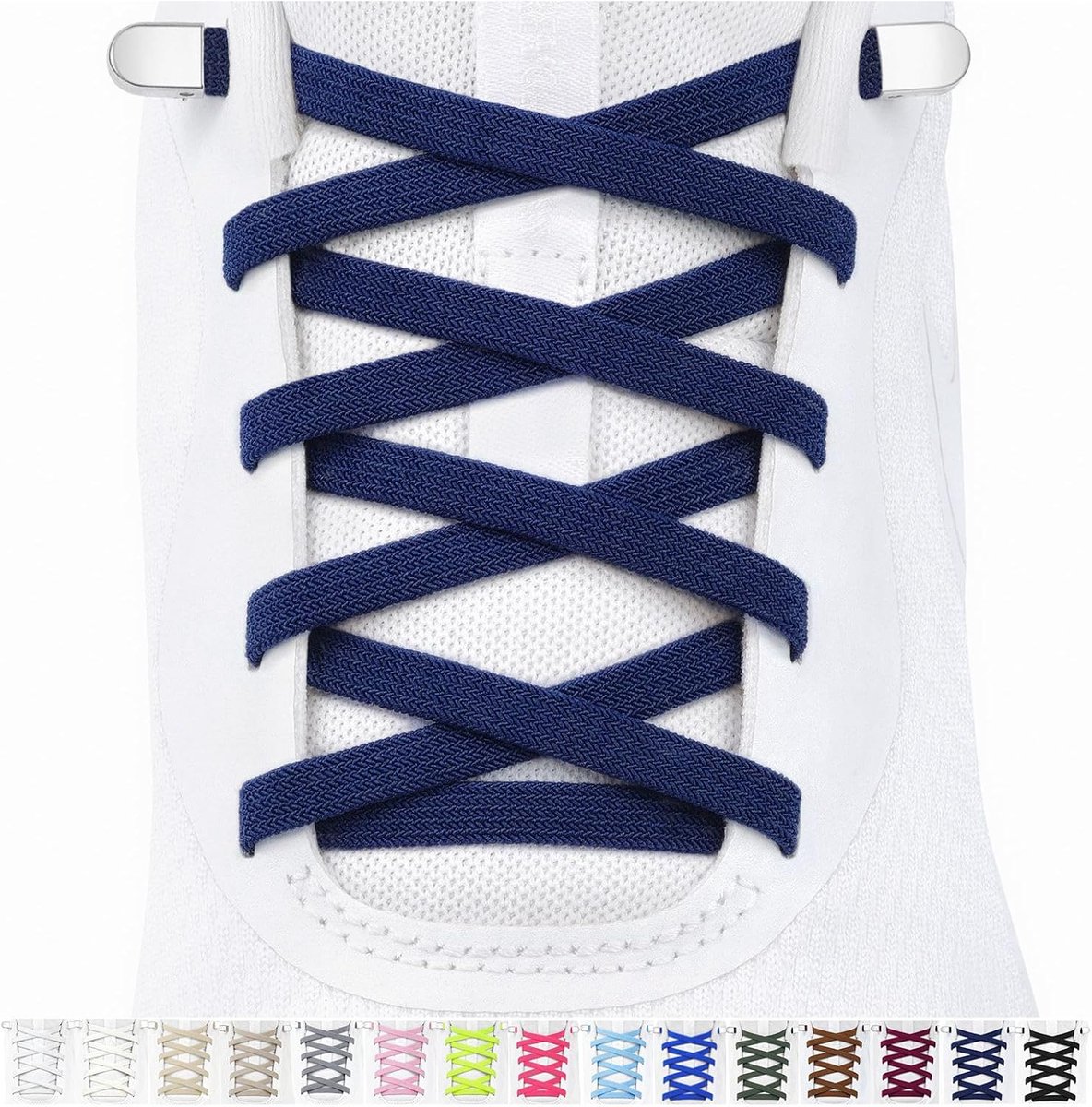 2 paar elastische veters voor kinderen en volwassenen sportschoenen sneakers platte schoenveters elastisch zonder knopen