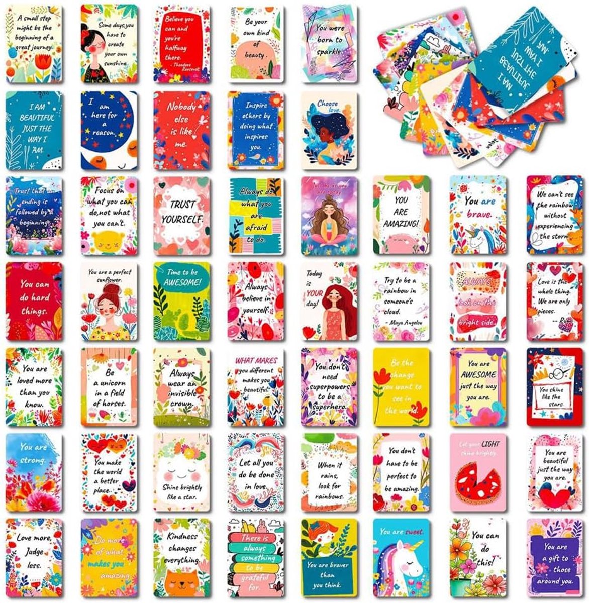 SnelShoppen - 50 Stuks Inspirerende Quote Kaarten Motivatie Kaarten Aanmoediging Kaarten Kindness Deck Bedrijfsgrootte voor Mensen