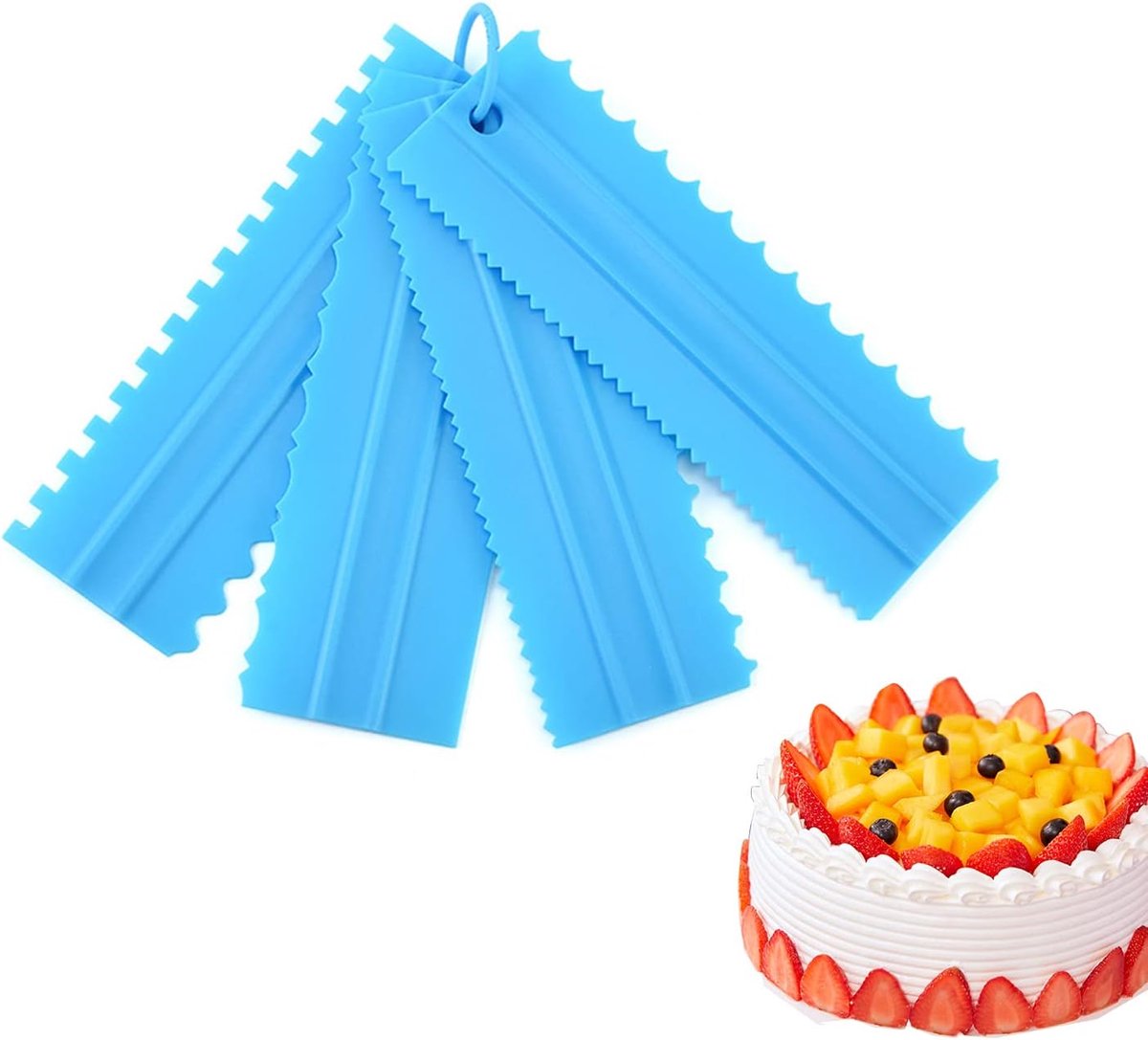 Taartschraper, schraper voor botercrème, stijltang voor gebak, decorator, randen gladmaken van cake, pasta, decoratie, glazuur en crème, keuken, 4 stuks