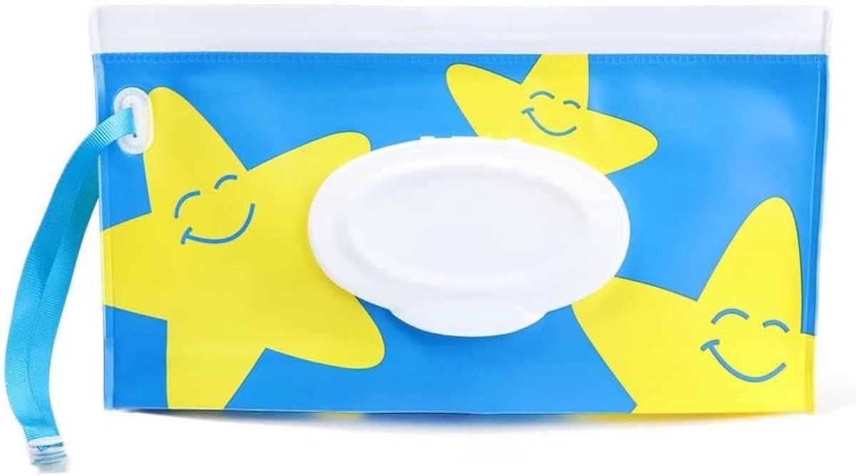 SnelShoppen - Tissue Box Baby Wet Wipe Pouch Schattige Snap-Strap Navulbare Vochtige Doekjes Tas met Flip Cover voor Buiten Gebruik, Handige Baby Kind