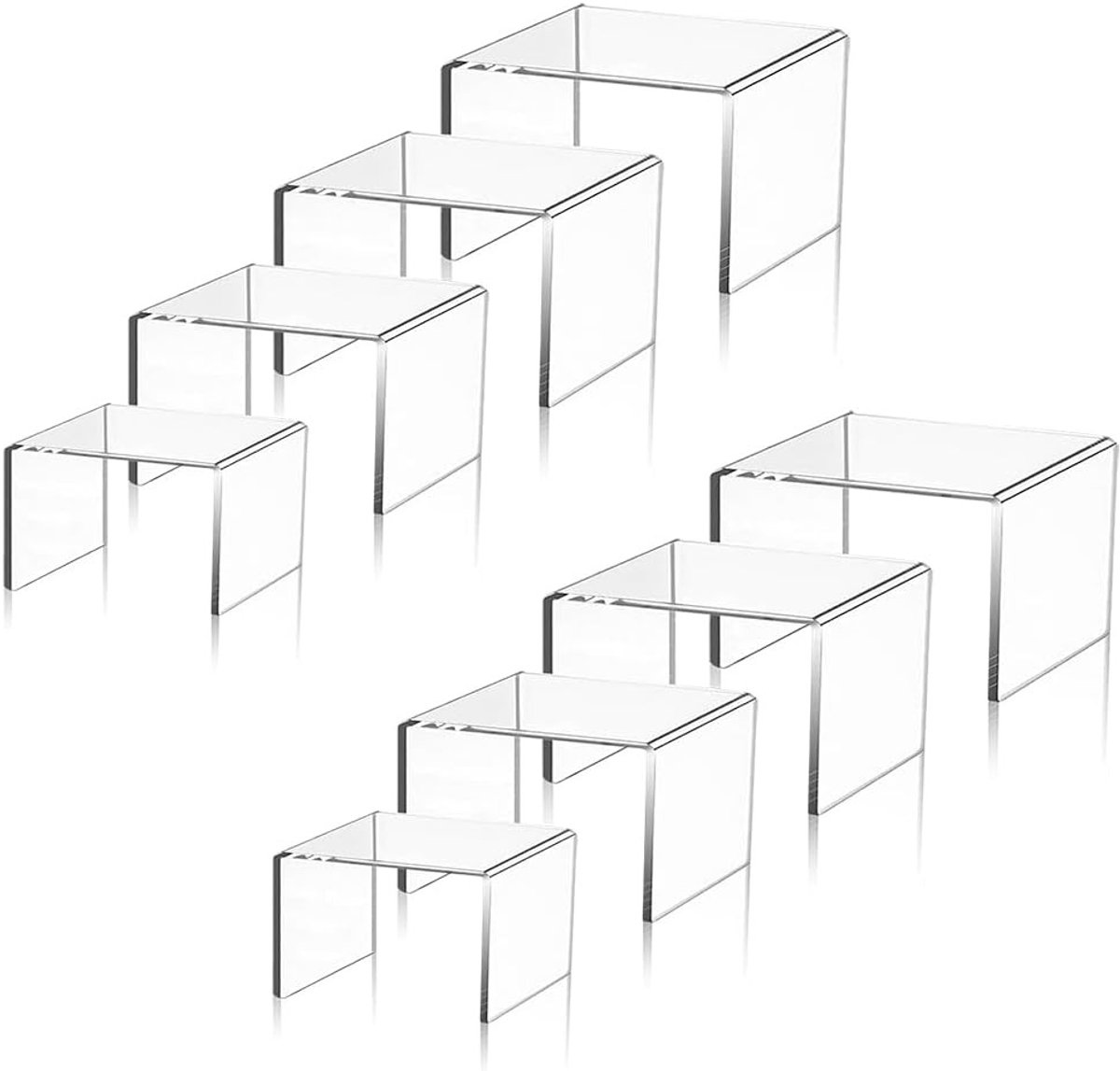 Set van 8 Acryl Displaystands, Decoratieve Planken, Risers voor Cupcakes en Desserts, Perfect voor Actiefiguren en Parfumhouder