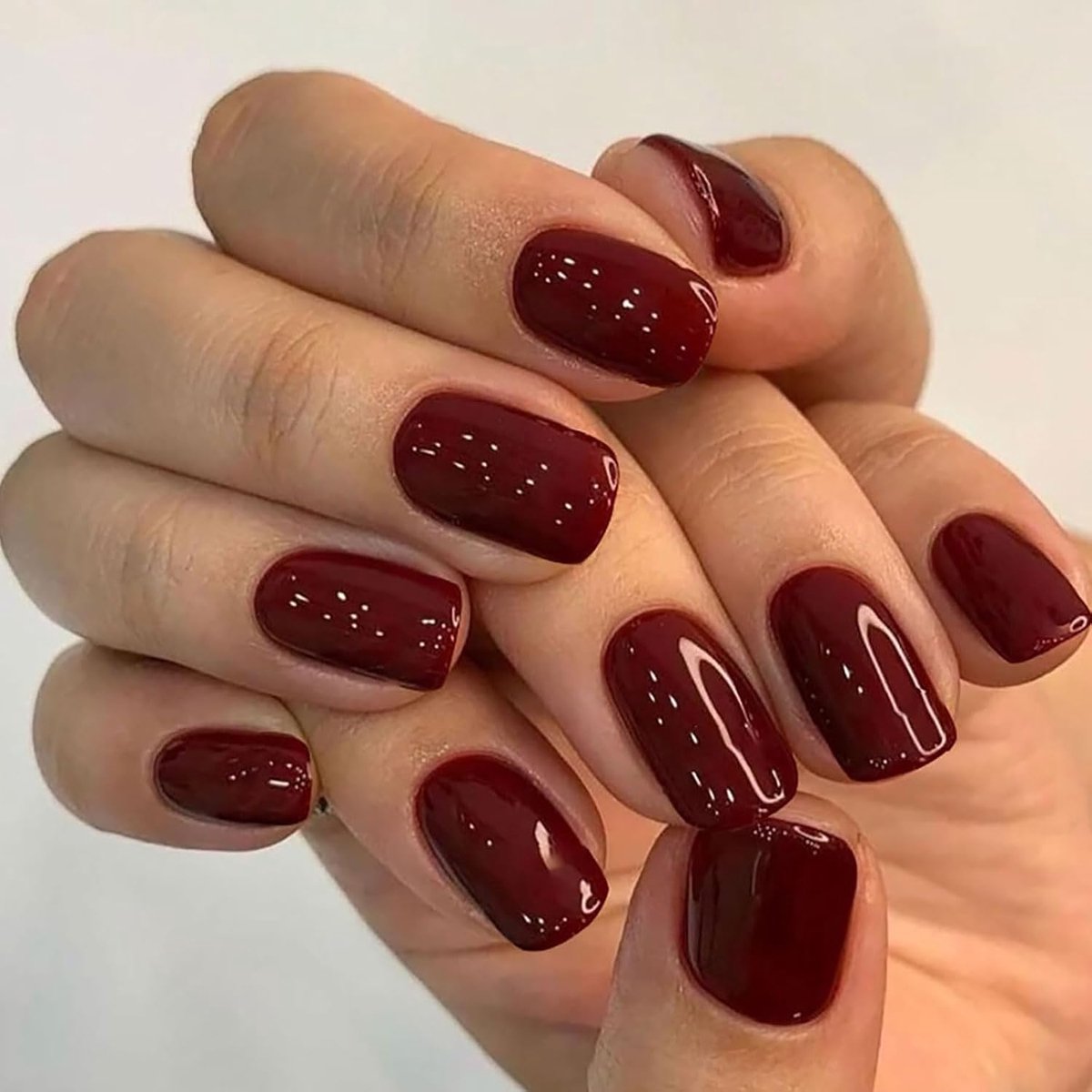 24 stuks wijnrode vierkante druknagels, korte druknagels, herbruikbare kunstnagels, volledige dekking, valse nagels voor vrouwen