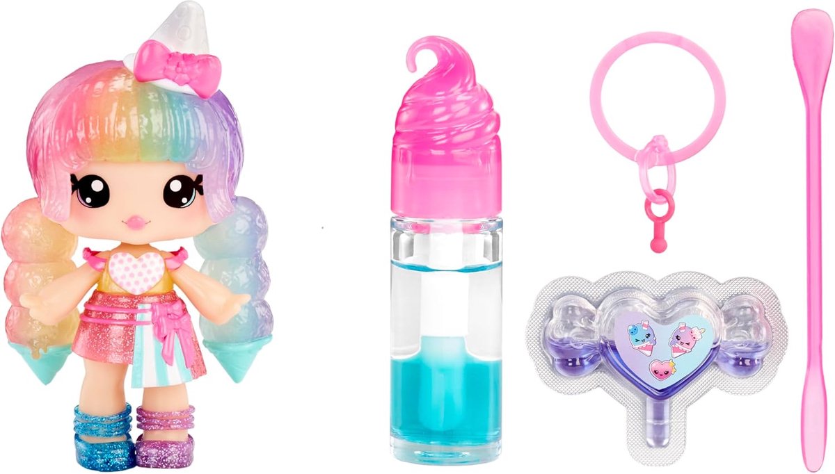 Lip Gloss Doll: Mystery Color Change - Stephie Snowcone - Inclusief 1 pop, DIY Lip Gloss + Afneembare Sleutelhanger, Cosmetisch Spel, Verzamelbaar, Geschikt voor Kinderen vanaf 4 jaar