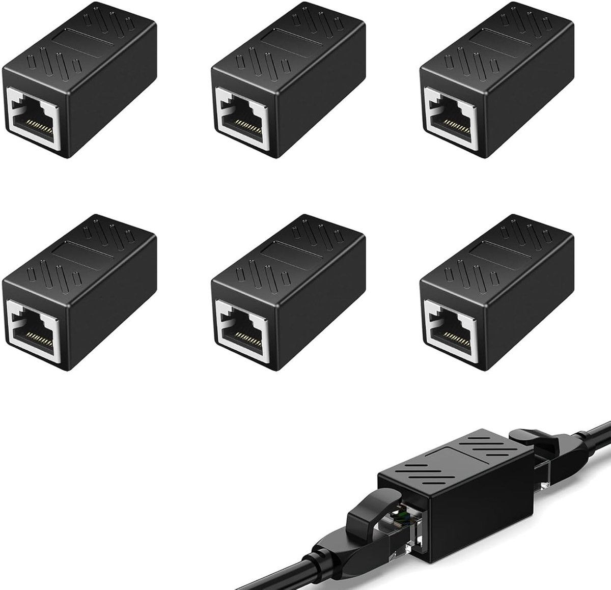 6 Stuks RJ45 Coupler voor LAN Kabels, Netwerkverbindingen, 10 Gigabit Dataoverdracht, Geschikt voor Cat7, Cat6 en Cat5e, Ideaal voor Thuisnetwerken en Kantoortoepassingen