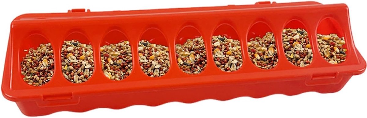 Voederdispenser Gevogelte - Voerbak Kip - Voedselverdeling Vogels - Anti-verspillingstechnologie - 30 x 10 x 6.5 cm - Wit