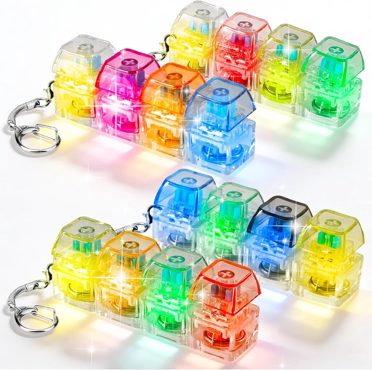 Toetsenbord Fidget Speelgoed Met Ledlicht, Toetsenbordsleutelhanger, 4-Toets-Toetsenbord, Fidget, Lichtgevende Keyboard-Clicker (4 Pcs 4-Toets)