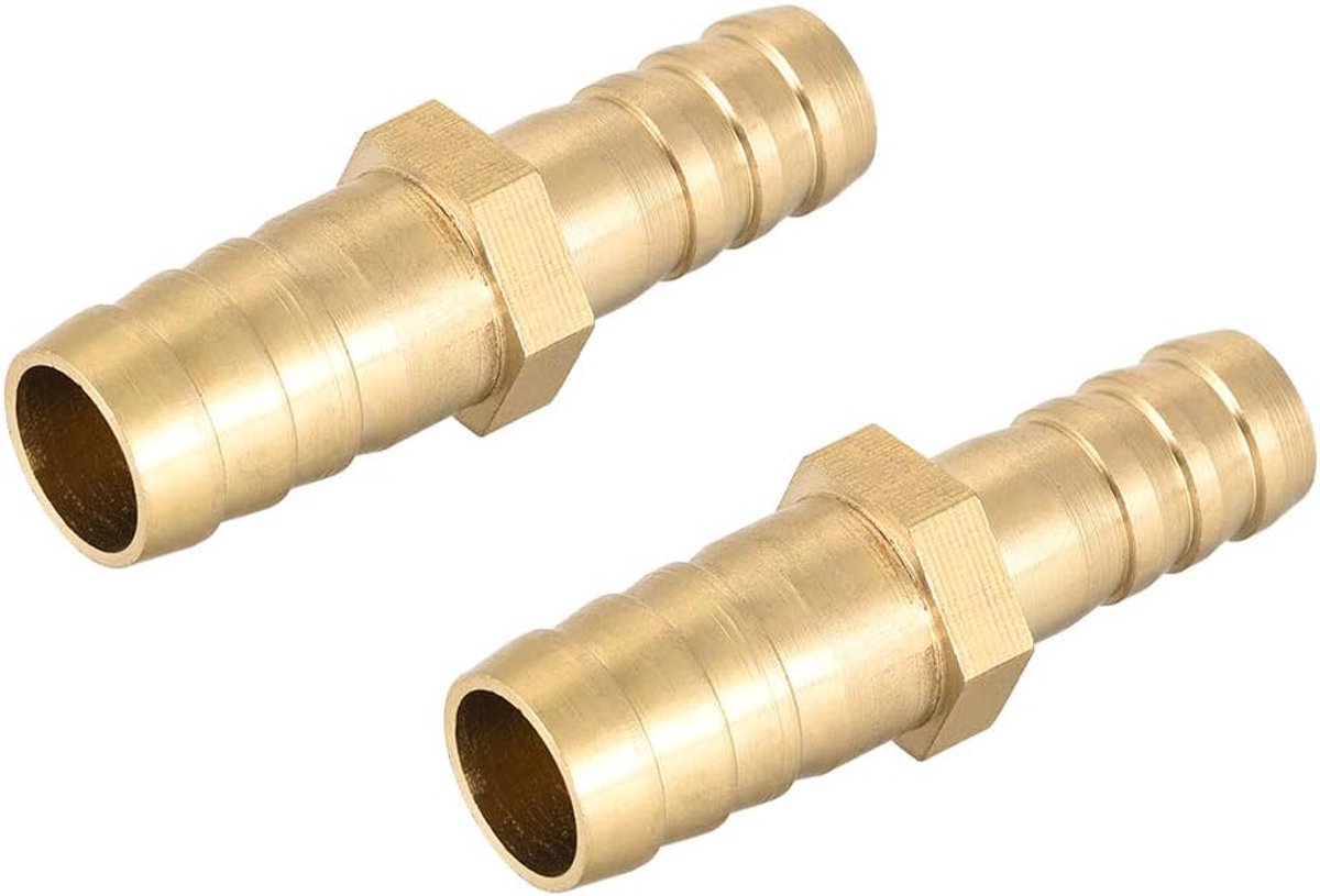 sourcing map Messing verloopstuk weerhaak slangaansluiting verbindingsstuk adapter 12 mm x 10 mm weerhaak (2 stuks)