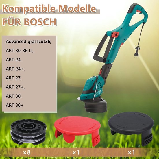 draadspoel F016800351 1600A00X61 geschikt voor Bosch grastrimmer ART 30-36 LI, ART 30, ART 30+, ART 27, ART 27+, ART 24, ART 24+, Advanced Grasscut36 draadspoelen reservedraadspoel — afbeelding 2