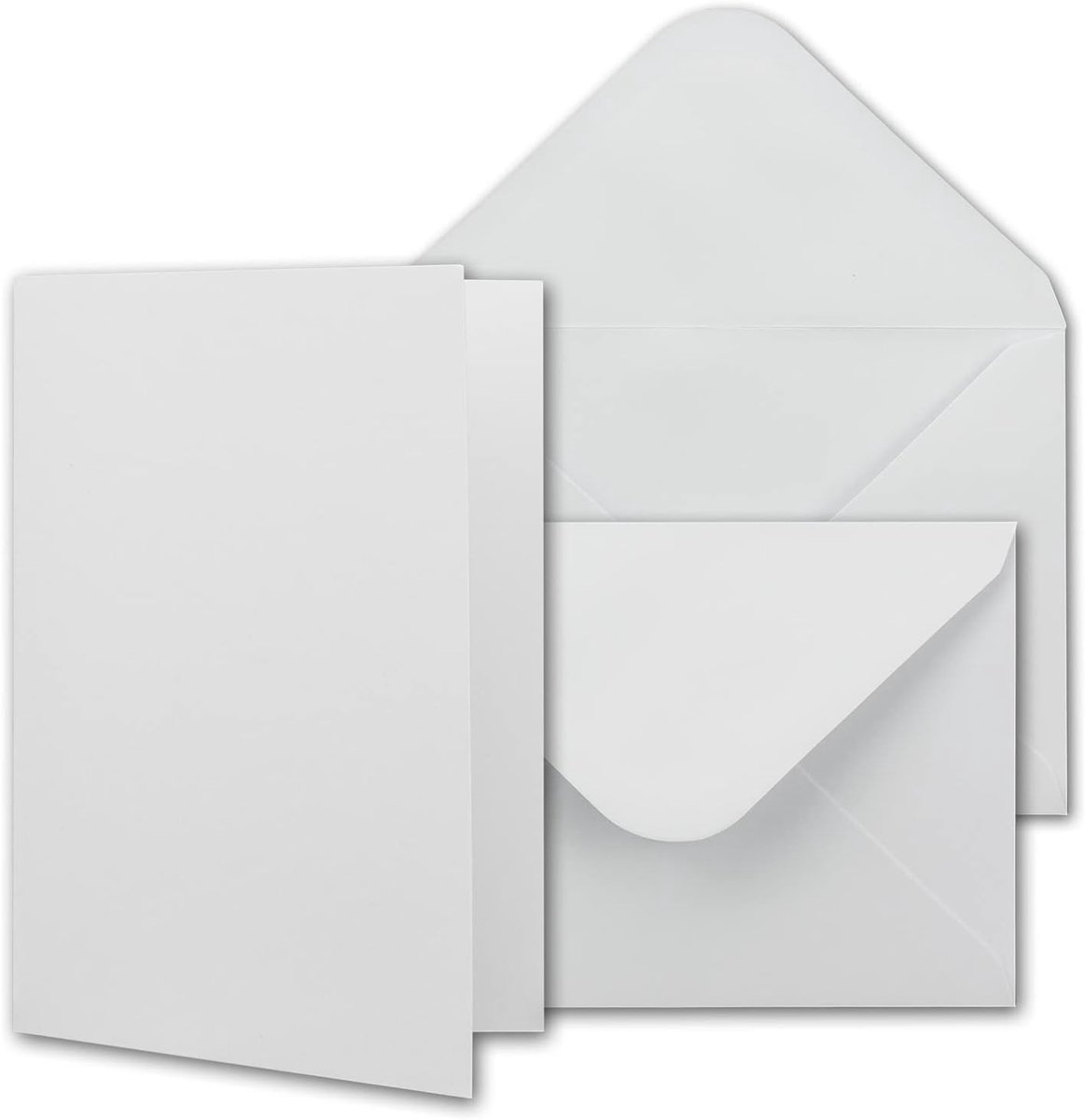 kaarten DIN A6 incl. enveloppen DIN C6 met geschenkdoos - set van 50 - blanco uitnodigingskaarten/vouwkaarten in wit om zelf vorm te geven