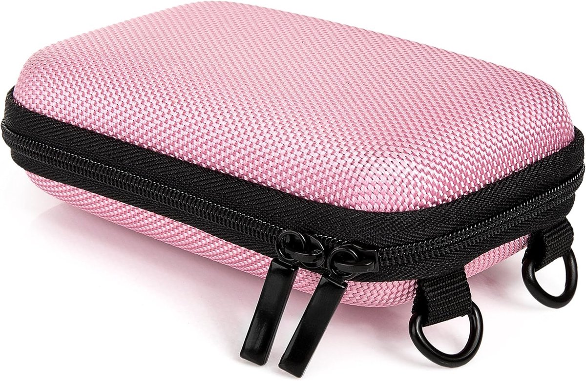 Hardcase Pure PINK S cameratas voor digitale compactcamera's met schouderriem en riemlus, Pink Roze - voor CyberShot DSC WX220 WX350 W810 W830 - Pixpro FZ43 FZ51 FZ55 - Realishot DC5200 enz.