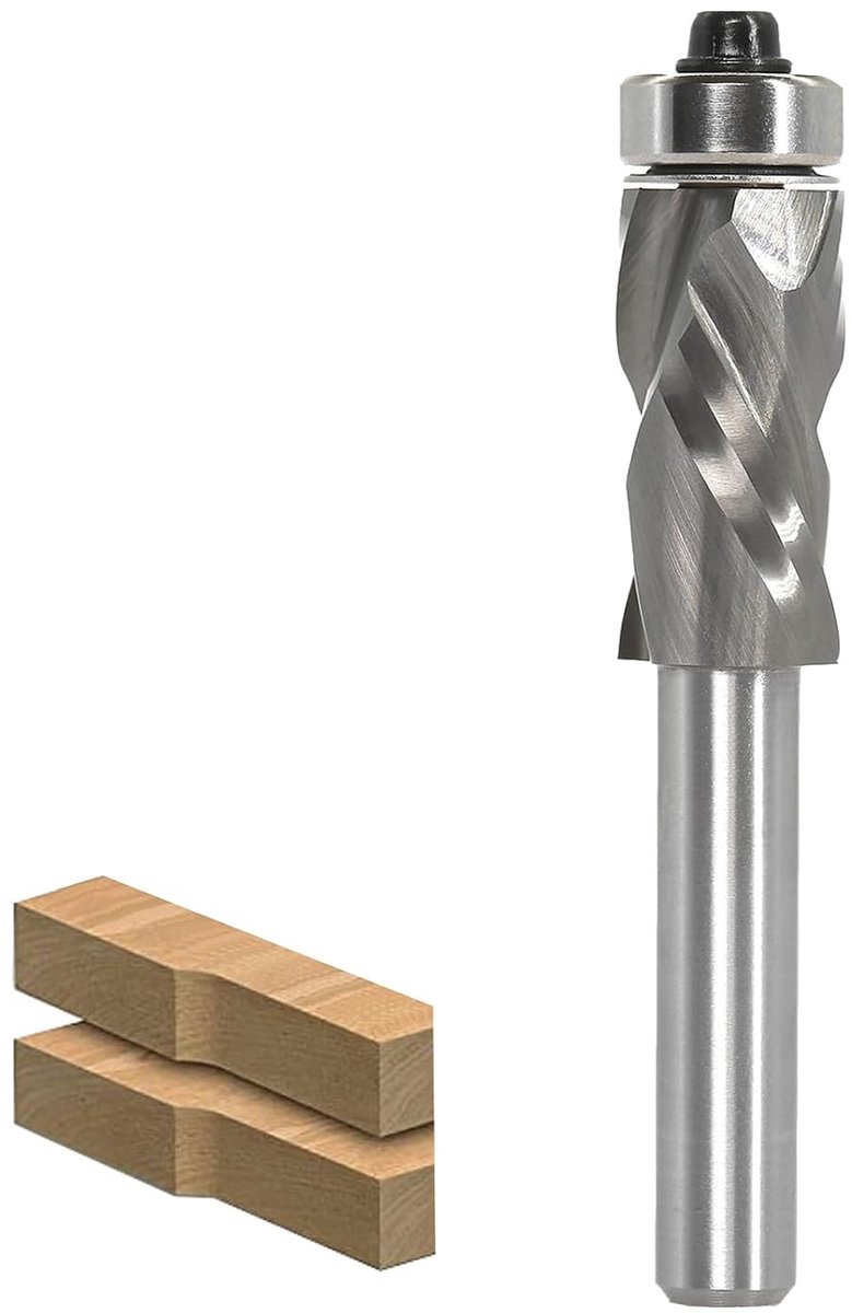 Spiraal-kantenfrees, 8 mm schacht, up & down compressie-cut, spiraalfrees voor bovenfrees, 12,7 mm snijdiameter, 25,4 mm snijlengte, spiraalgroef boven kogellagers, houtfrees