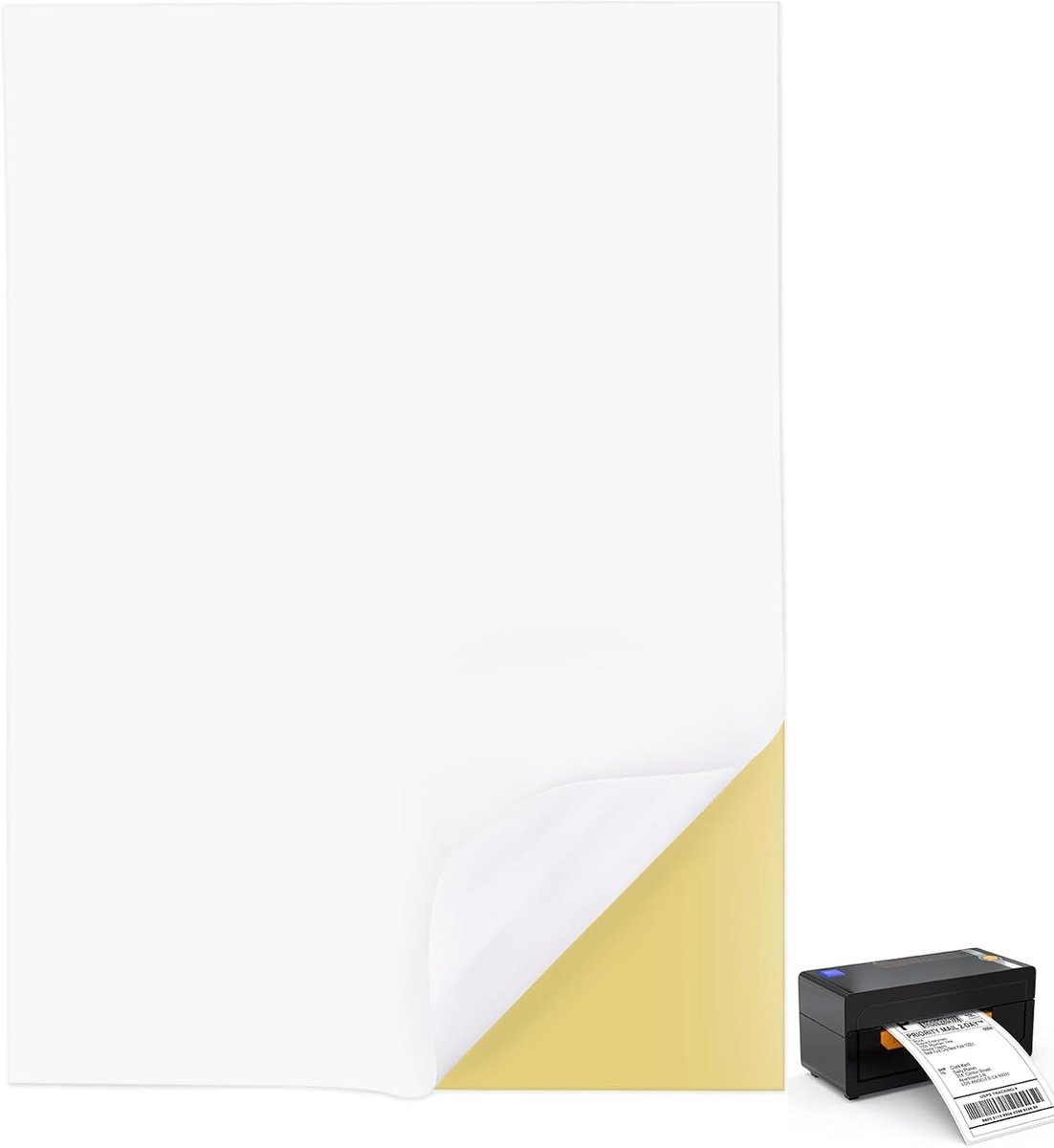 SnelShoppen - 50 vellen zelfklevend stickerpapier A4, 210 mm x 297 mm, printbaar met inkjet en laser printers, witte labels voor school en werk