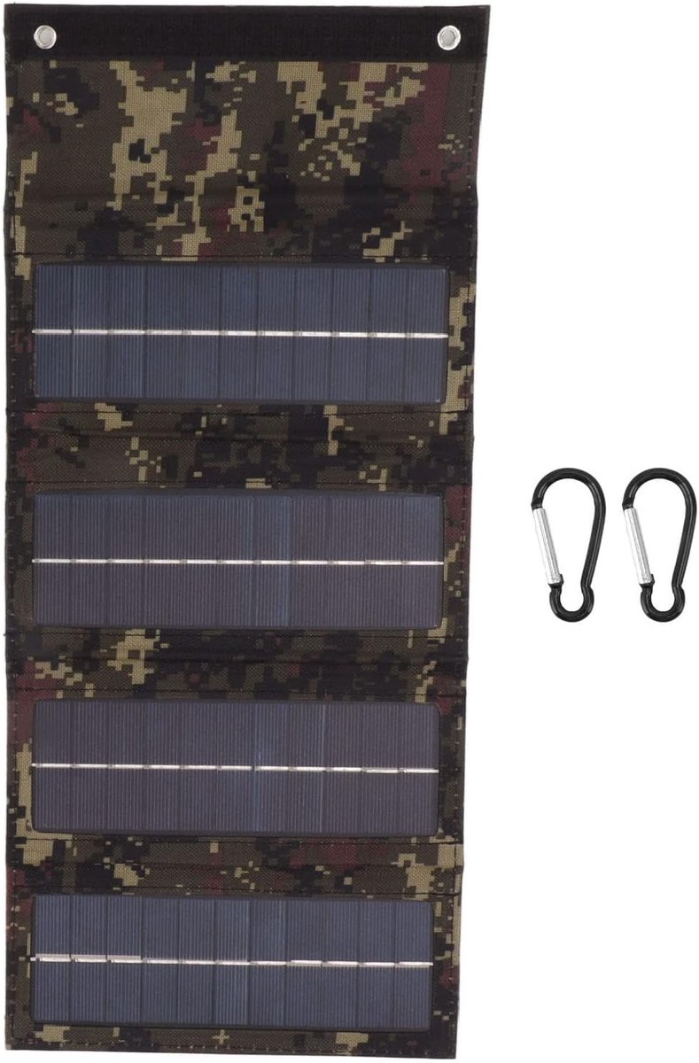 SnelShoppen - Draagbare 12W Zonnepaneel Oplader voor Buiten, Vouwbaar Monokristallijn Zonnepaneel met Hoge Conversie Efficiëntie, Licht en Praktisch (
