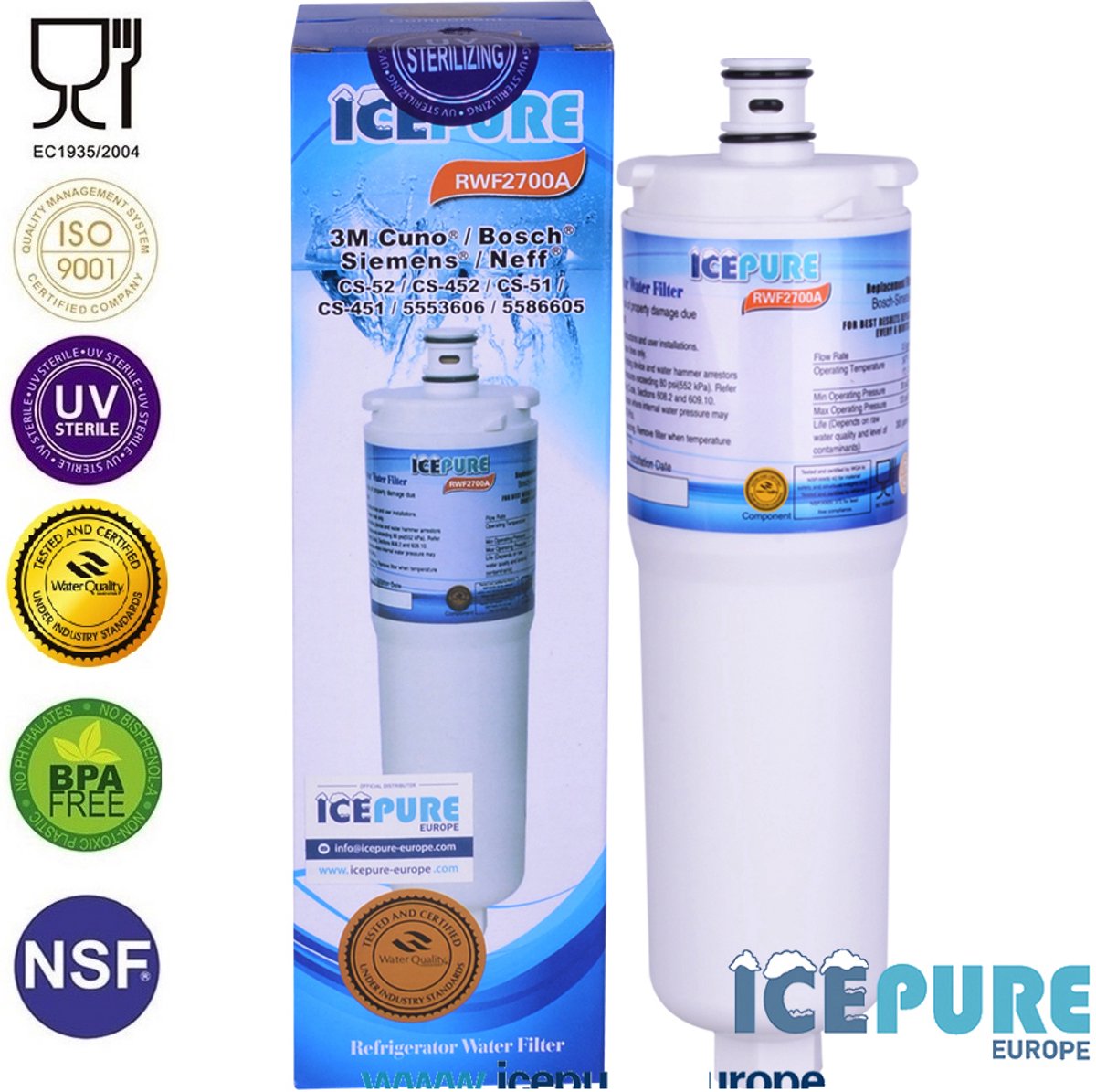 2700A Waterfilter voor CS-52 / EFF-6026B / CS451 / CS452 / 640565