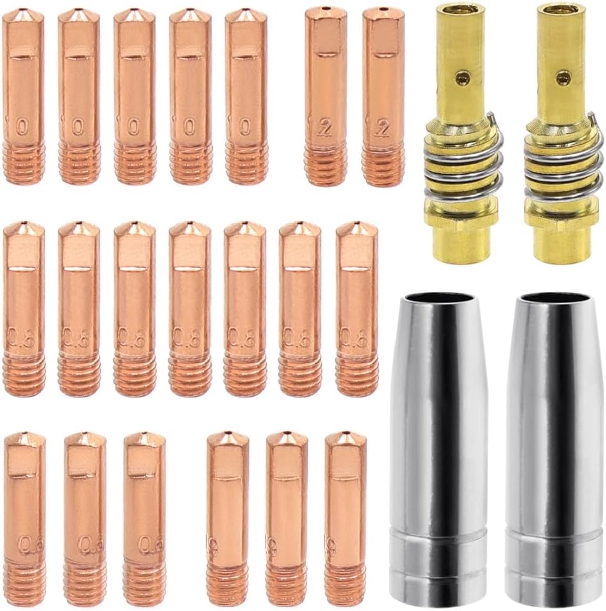 24 pieces accessories welding machine MIG/MAG kit welding nozzles 2 × gas nozzles 2 × diffuser tip 20 × nozzle M6 0.6 - ShopVlot
